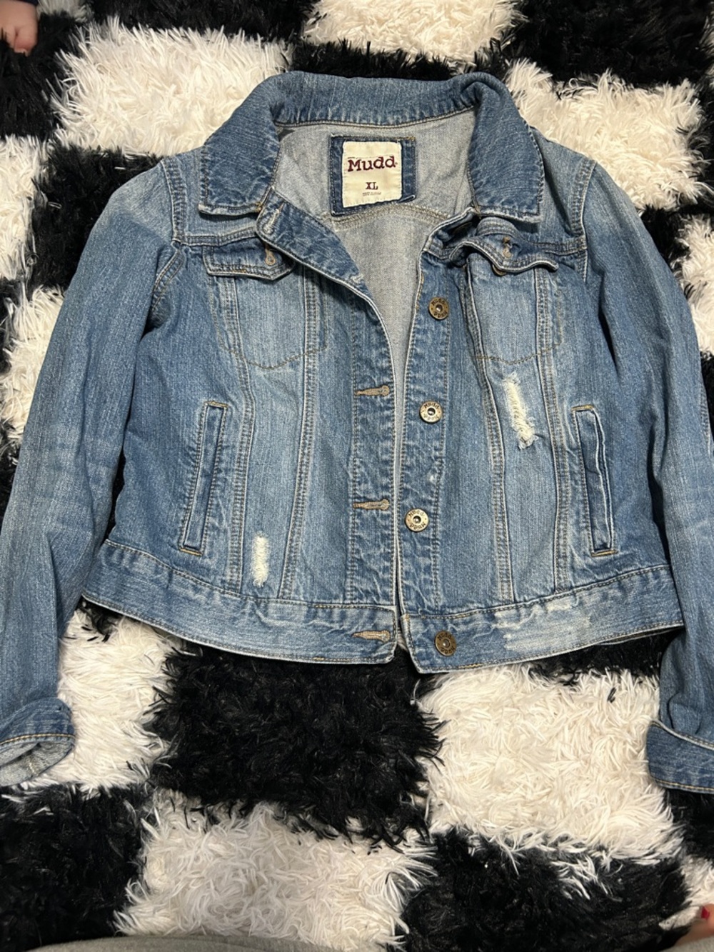 Mudd Medium Blue Distressed Denim Jacket